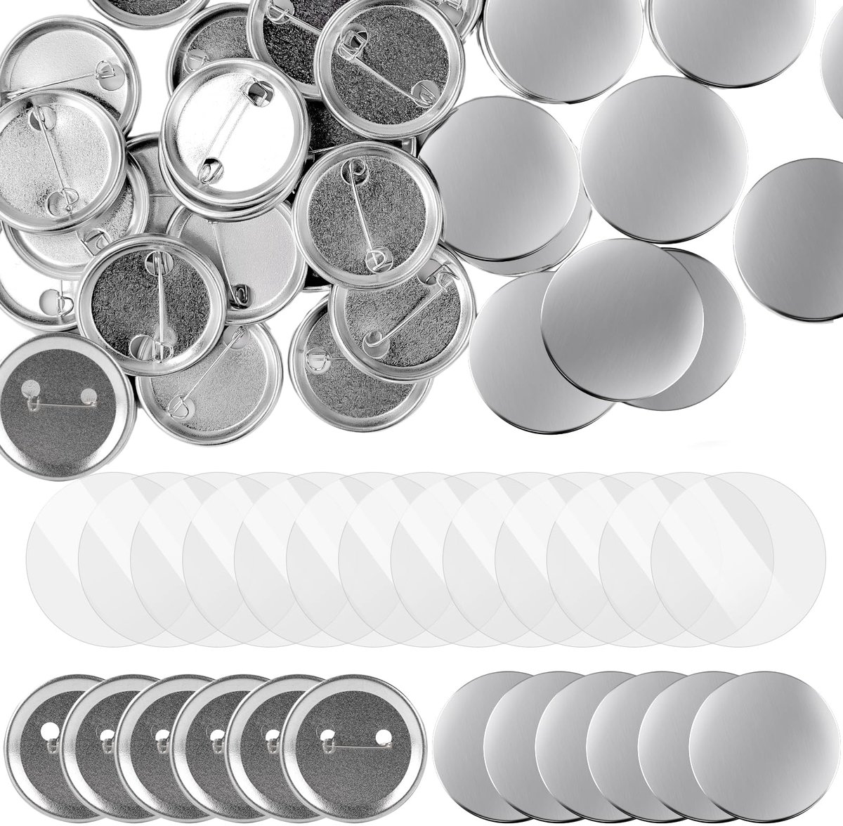 200 Sets Lege Knoppen Maken Benodigdheden Ronde Badge Knop Onderdelen Metalen Knop Pin Badge Kit (32mm)
