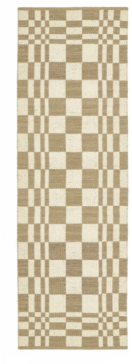Vloerkleed, Moderne, 80 x 250 cm, Rechthoekig, Laagpolig, Woonkamer, Slaapkamer, Hal, Alleen chemisch reinigen, Care & Fair gecertificeerd, Bruin/Ivory