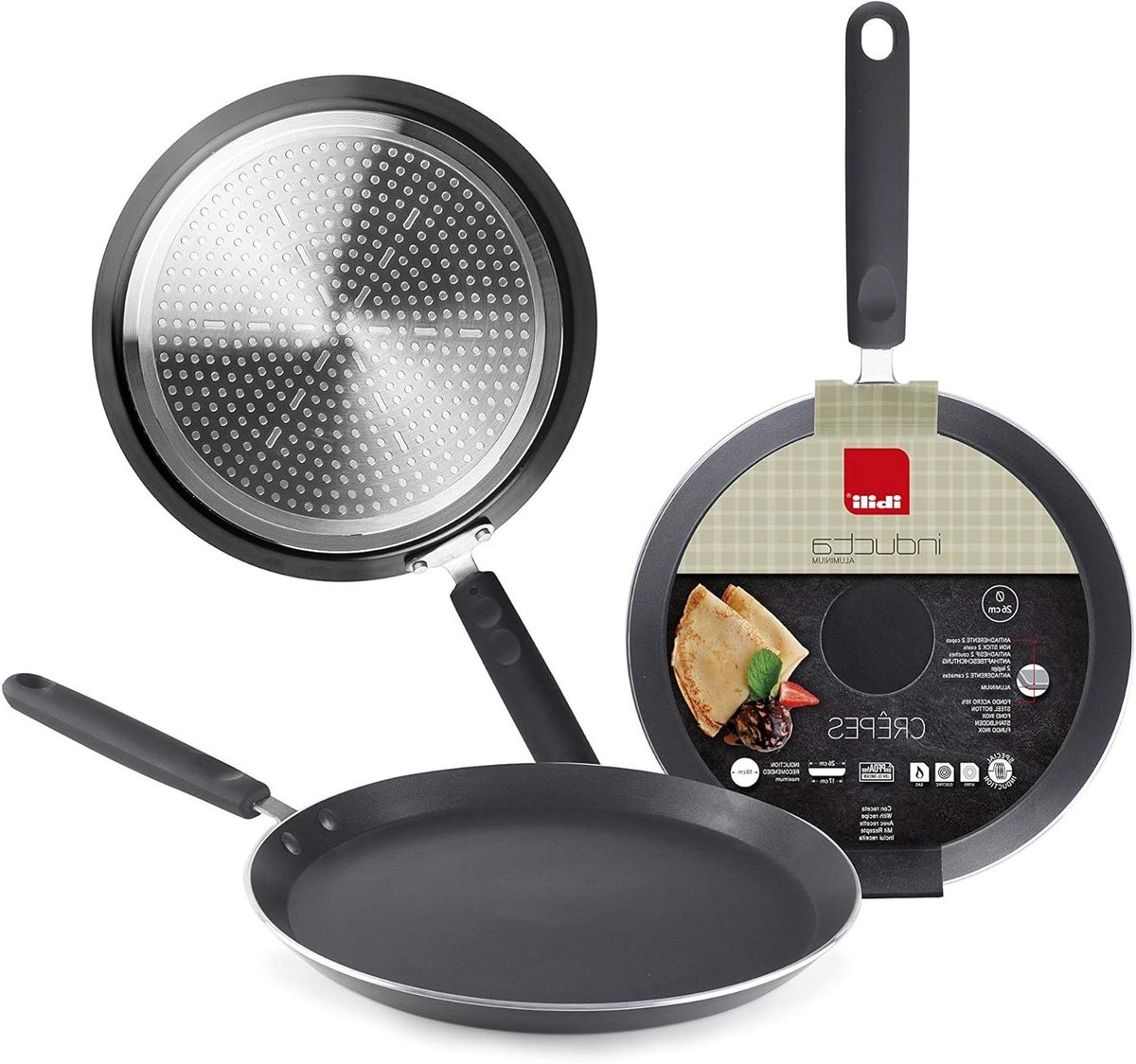 Pannenkoekenpan - Crepe pan - Ontbijt maken - Inductiegeschikt - 28 cm - Zwart