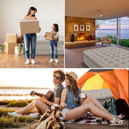 Luchtbed 2 Personen Zelfopblazend met Elektrische Pomp - Comfortabel Logeerbed voor Camping of Thuis (200x148x35cm) van Merkloos — afbeelding 2