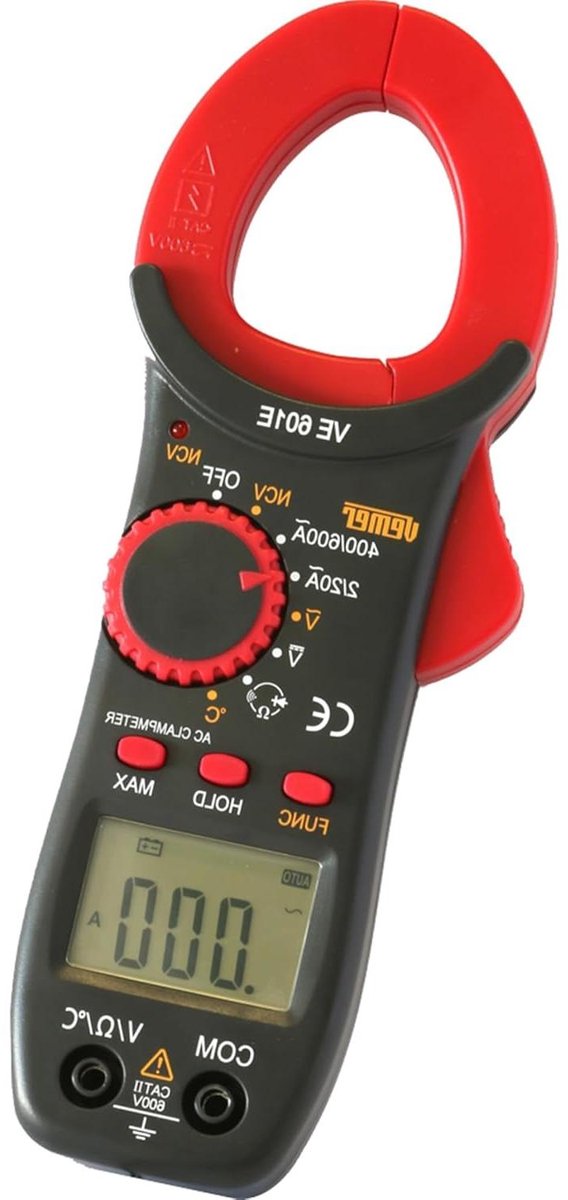 Digitale Stroomtang - Ampèremeter Tang - Elektriciteit Meten - Contactloze Spanningsdetectie - CAT II 600 V - Grijs
