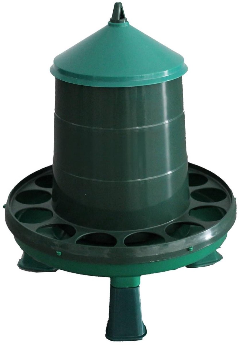 Voederdispenser Kippen - Voederautomaat Pluimvee - Voedselverspilling Voorkomen - Verhoogde Positie Rooster - 8 kg - Groen