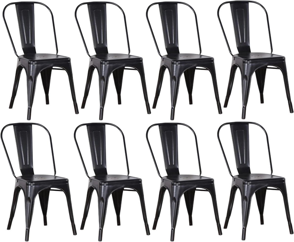 Stapelbare Stoelen - Eetkamerstoelen Metaal - Binnen en Buiten - Afneembare Rugleuning - 8