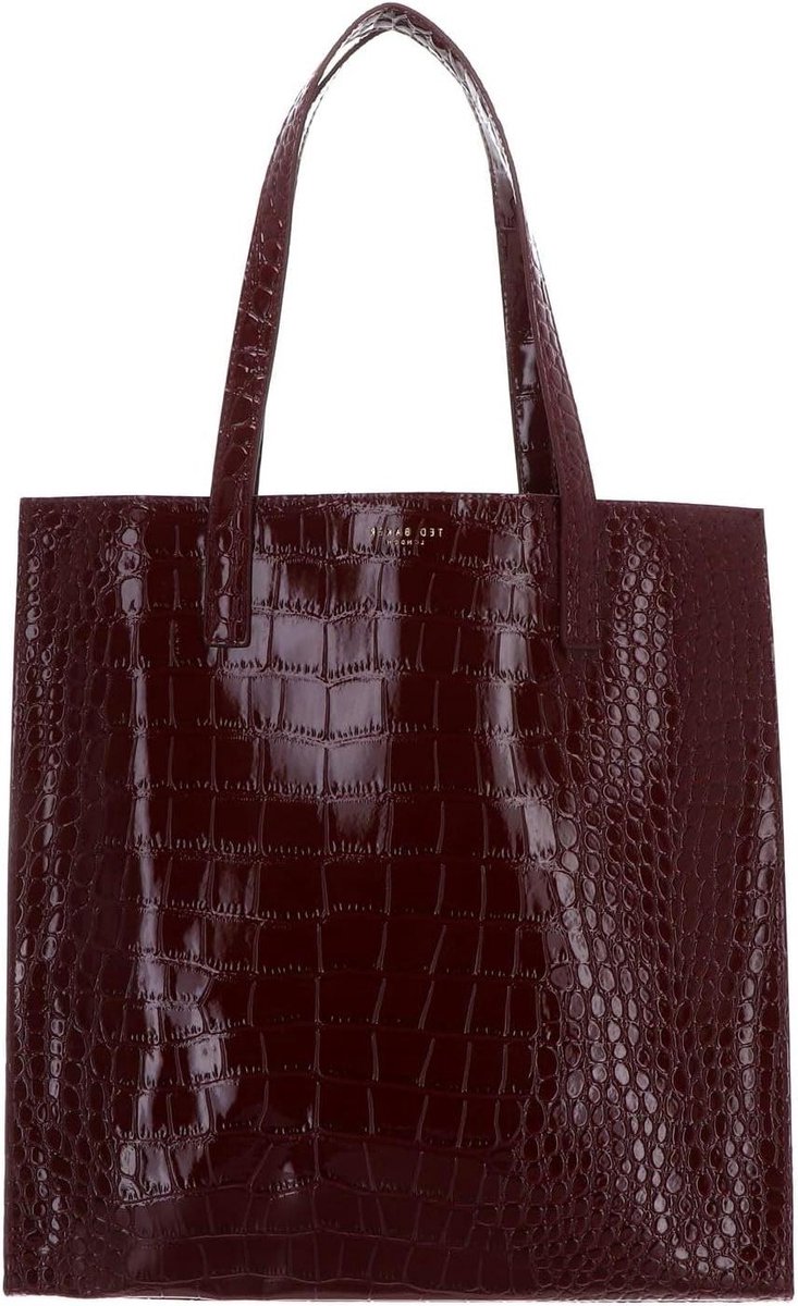 Dames Schoudertas - Handtas Tas - Dagelijks Gebruik - Krokodillenprint Effect - 33 x 11 x 27 cm - Wijnrood