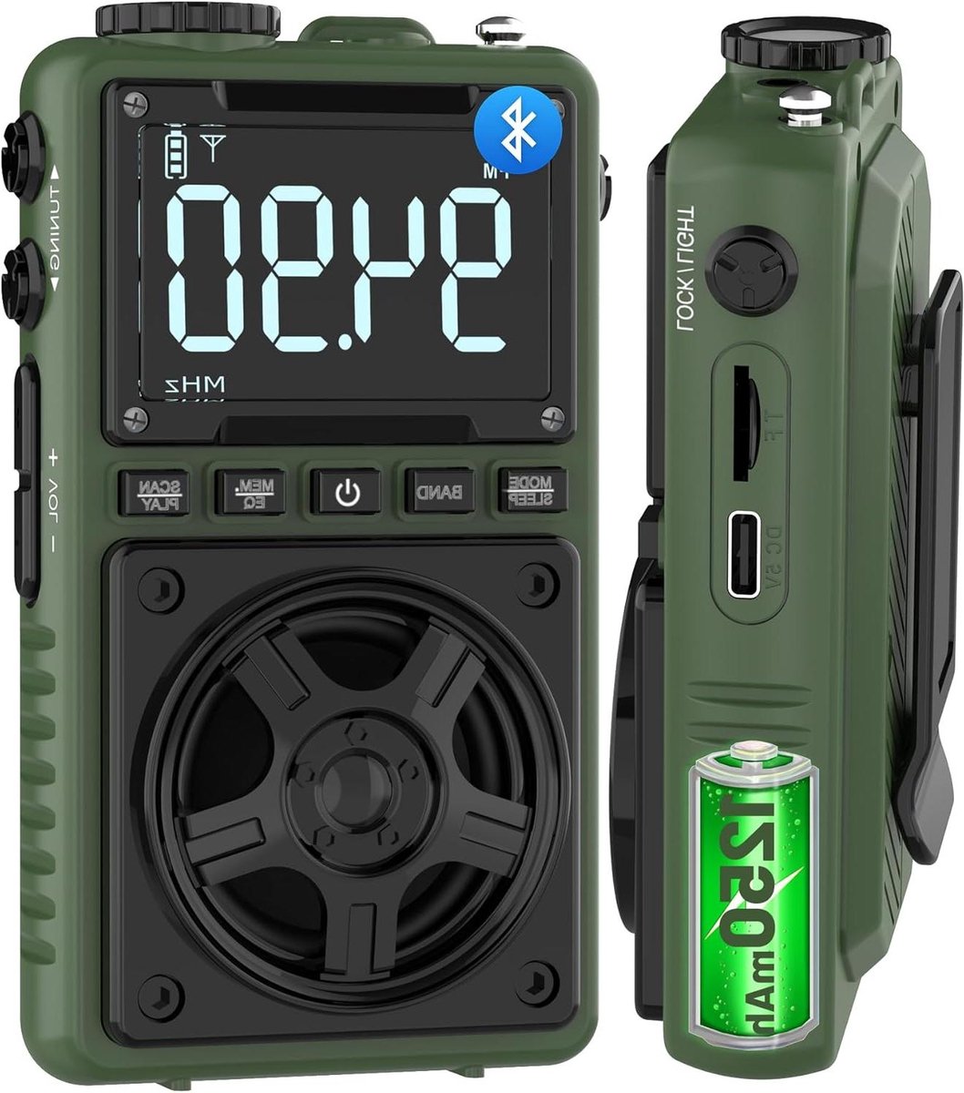 Draagbare Radio - Zakradio Kortegolf - Muziek Luisteren - DSP Chip Ontvangst - 1250 mAh Batterij - Zwart
