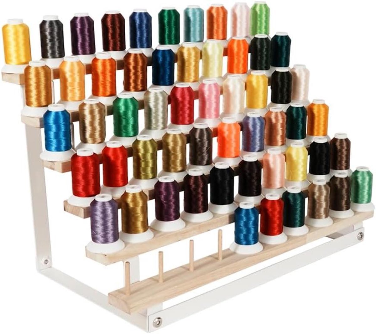 Draadrek Houder - Spoelen Organizer - Naaien Borduren - Stalen Frame - 60 Spoelen - Wit