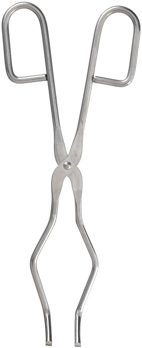 Zegeltang RVS - Kroes Tang - Laboratorium Werk - Gebogen Geslepen Punten - 220 mm - Zilverkleurig