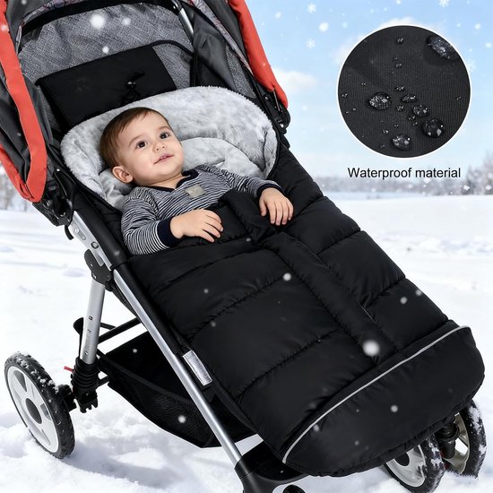 Baby Voetenzak - Kinderwagen deken - Warmte buiten - Waterdicht winddicht - 84 cm lengte - Zwart — afbeelding 2