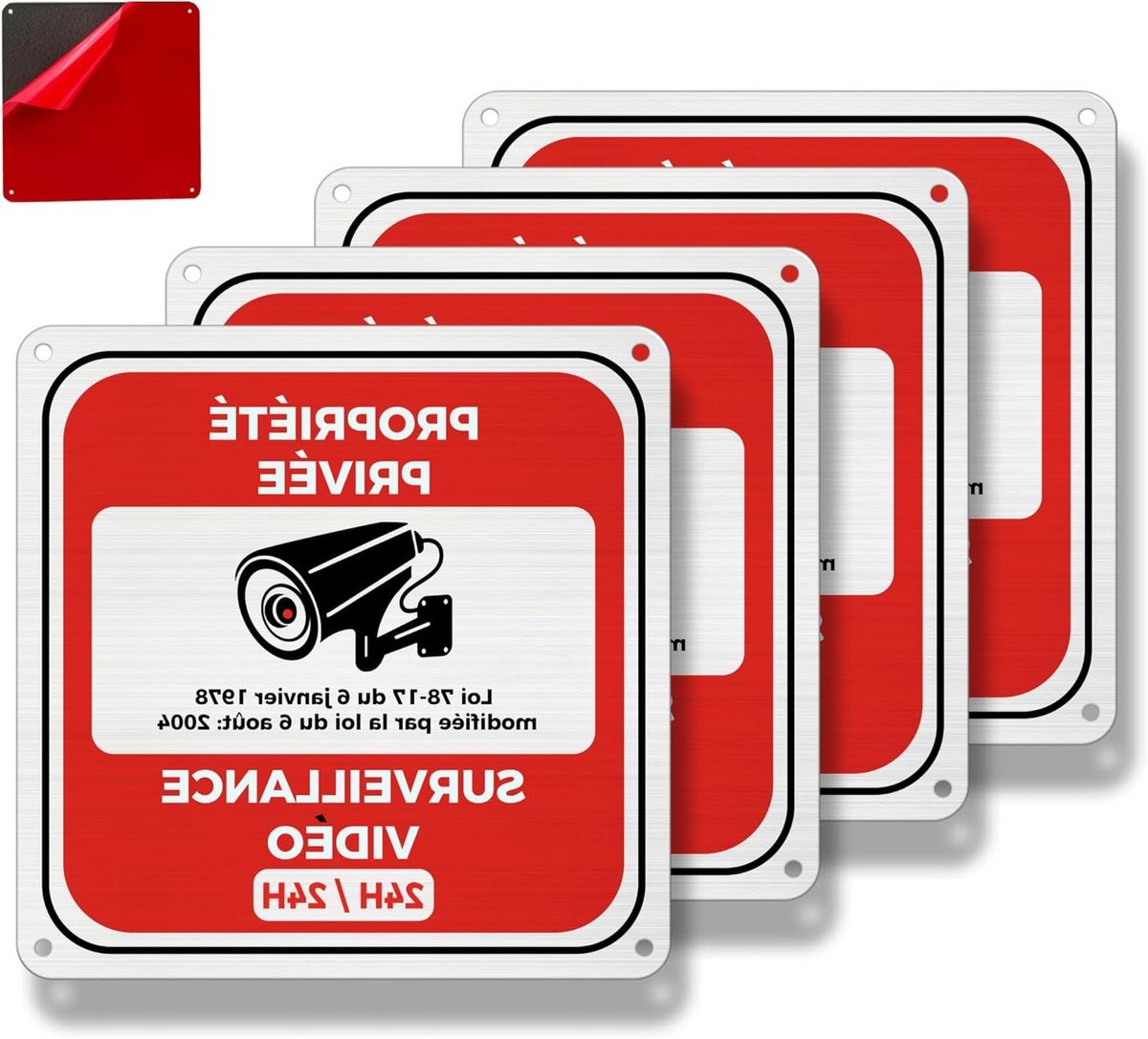Beveiligingscamera Paneel - Waarschuwingsbord Camera - Terrein Beveiligen - Aluminium Weerbestendig - 15 x 15 cm - Zilver Zwart