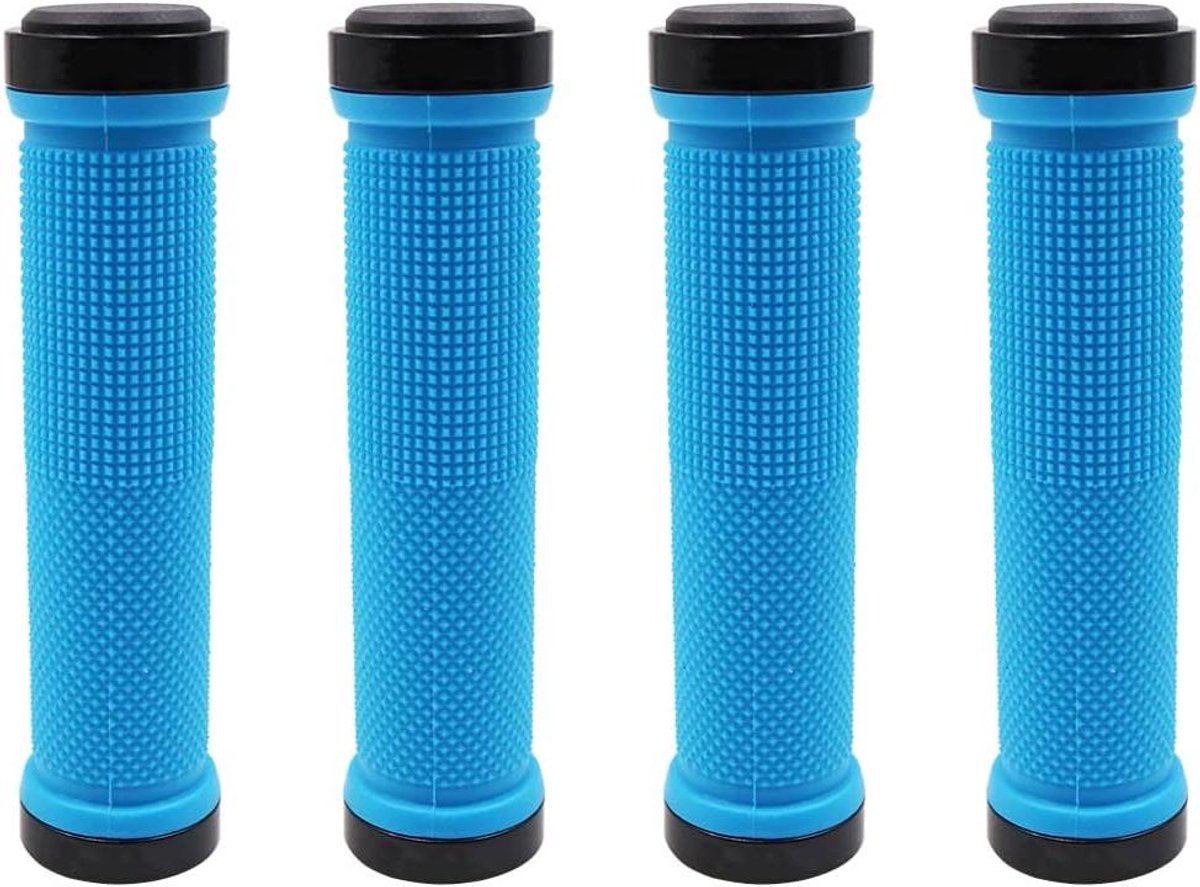 Fietshandvatten - Stuurgrepen Handgrepen - Comfortabel Fietsen - Dubbele Lock-On - 13 cm Lengte - Blauw