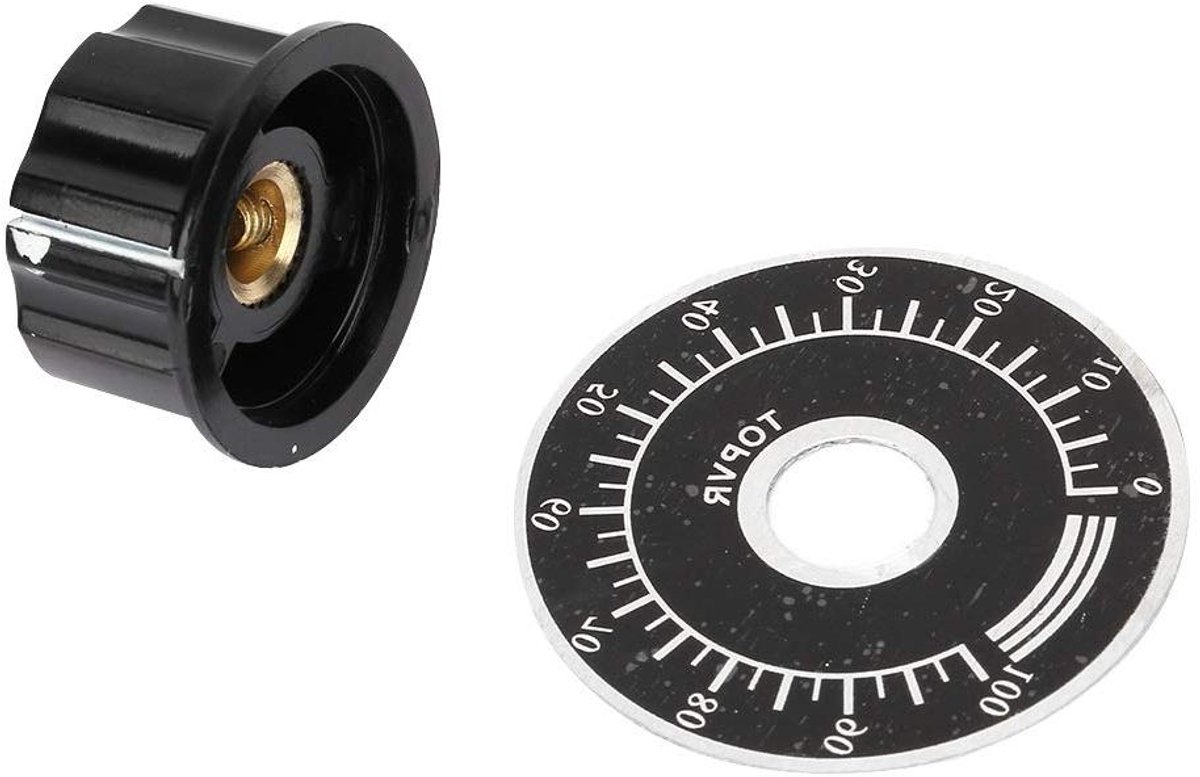 Digitale Draaiknop - Potentiometer Dop - Volume Regelen - Met Schaalplaat - 6 mm Binnendiameter - Zwart