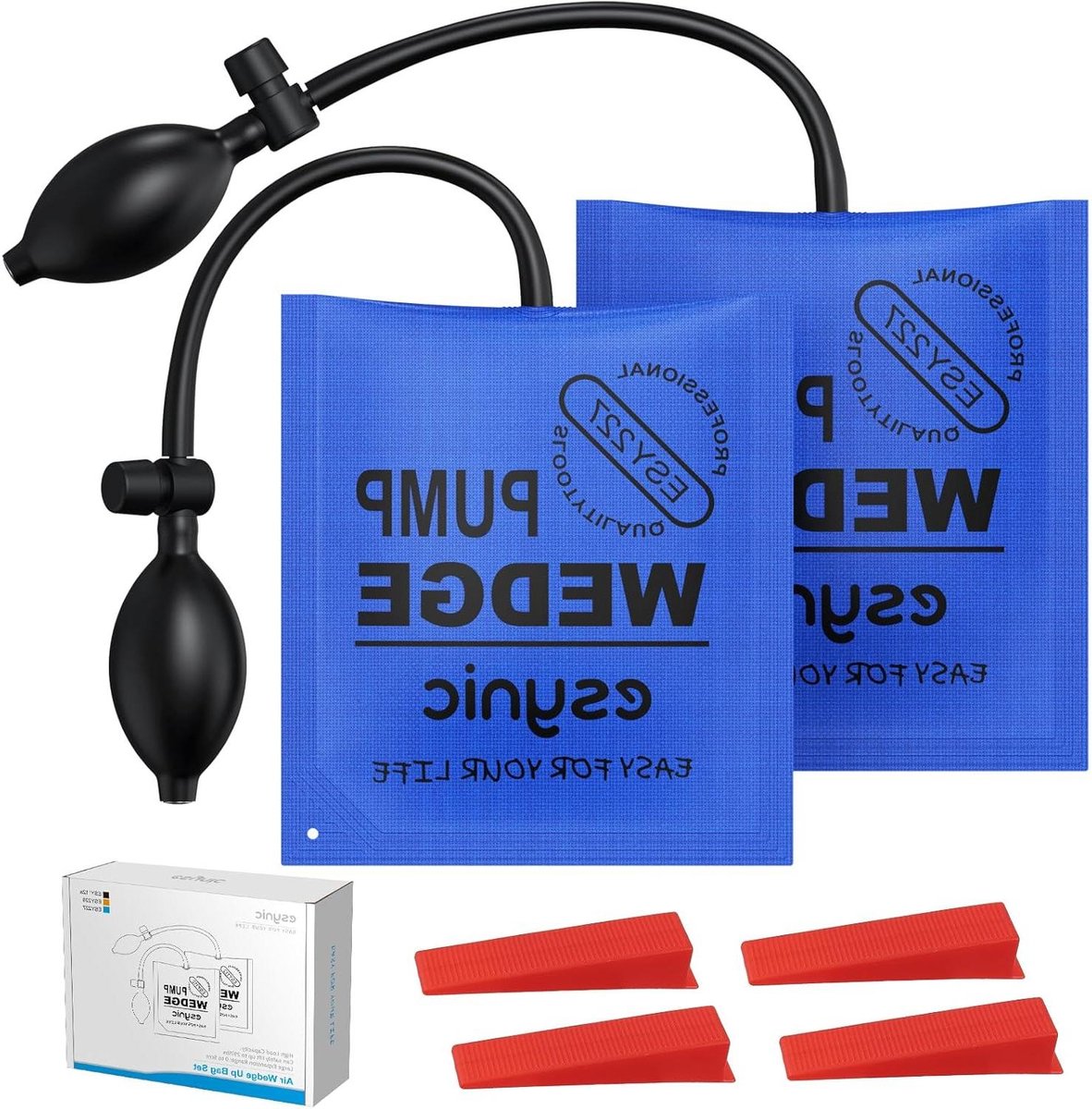 Luchtpomp Wig Set - Opblaasbare Hefkussens - Deuren Ramen Plaatsen - Perfecte Lucht Retentie - 300 Lbs Draagvermogen - Blauw