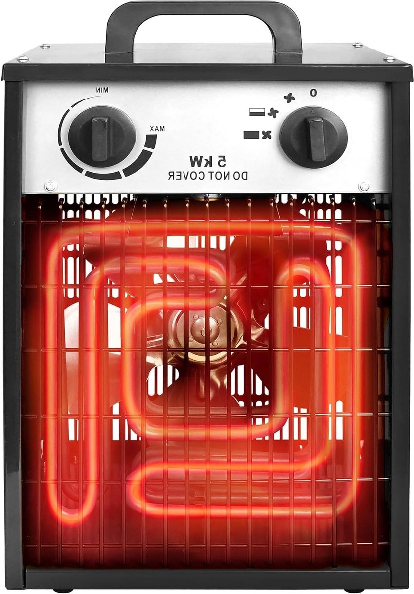 Elektrische Bouwkachel - Verwarmingsventilator Warmtestraler - Werkplaats Verwarmen - 3 Verwarmingsstanden - 5 kW 400V - Rood