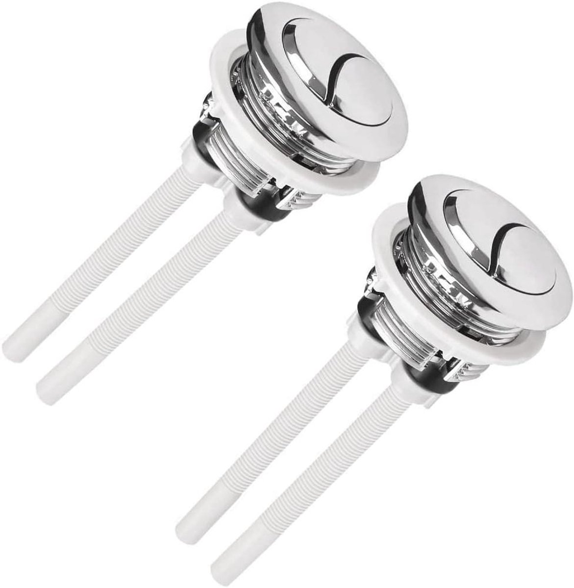 Universele Spoelknop - Dubbele Drukknop - Water Besparen - Verchroomd ABS Kunststof - 38 mm - Zilver