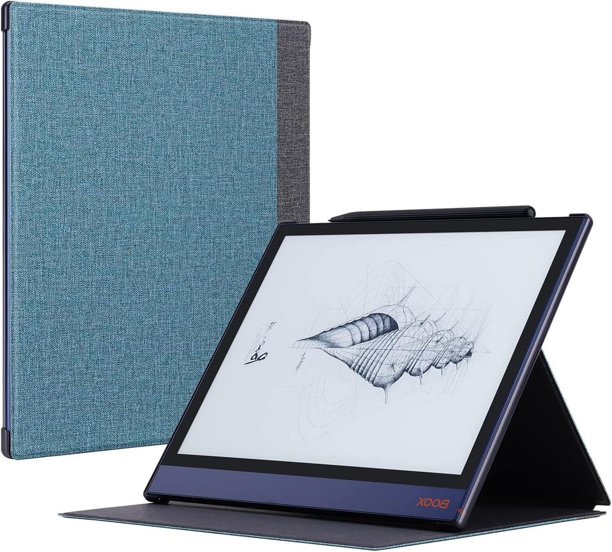 Tablethoes - Folio Cover - E-reader Beschermen - Automatisch Sluimeren - 10.3 inch - Mintgroen Grijs