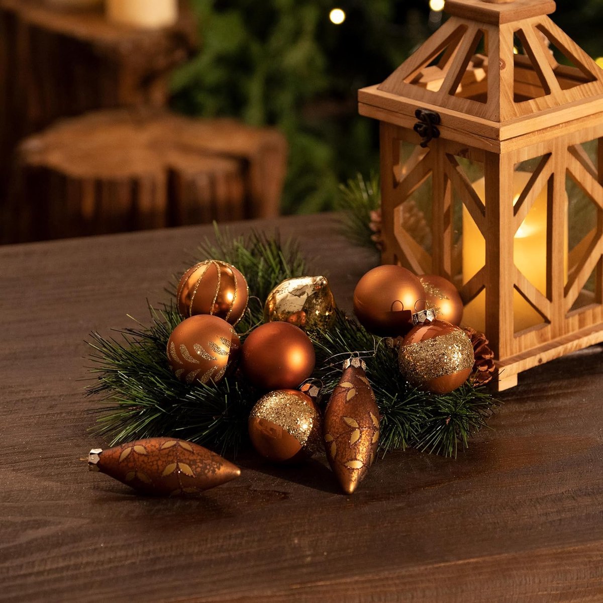 Kerstballen Set - Decoratie Ballen - Kerstboom Versieren - Origineel Ontwerp - 24 Stuks - Brons Goud – foto 3
