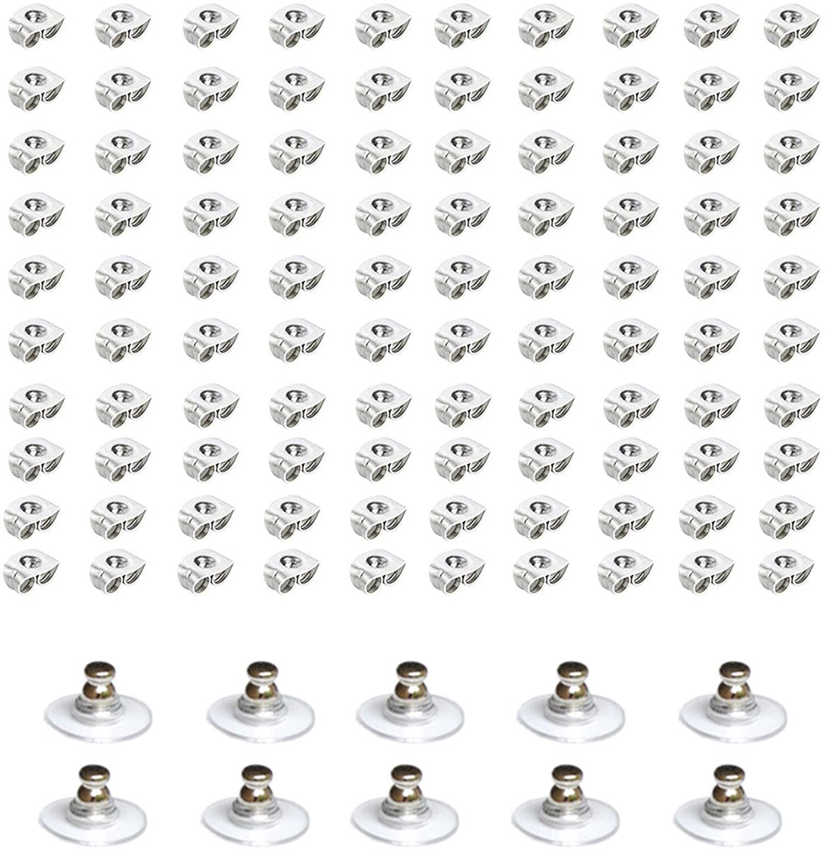 105 paar, vlindersluiting, oorstoppers, oorbelrug, met oplegger, veiligheidsachterkant voor het maken van sieraden