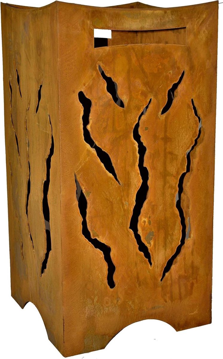 Decoratieve vuurkorf - Buitenhaard - Terras sfeerverhoging - Handgemaakt lasergesneden - 28x28x57 cm - Roestlook