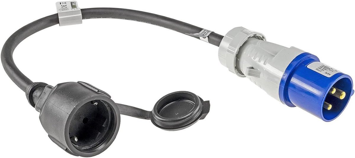 CEE adapterkabel - Stroomkabel - Buiten stroom - Spatwaterdicht IP44 - 35 meter - Zwart
