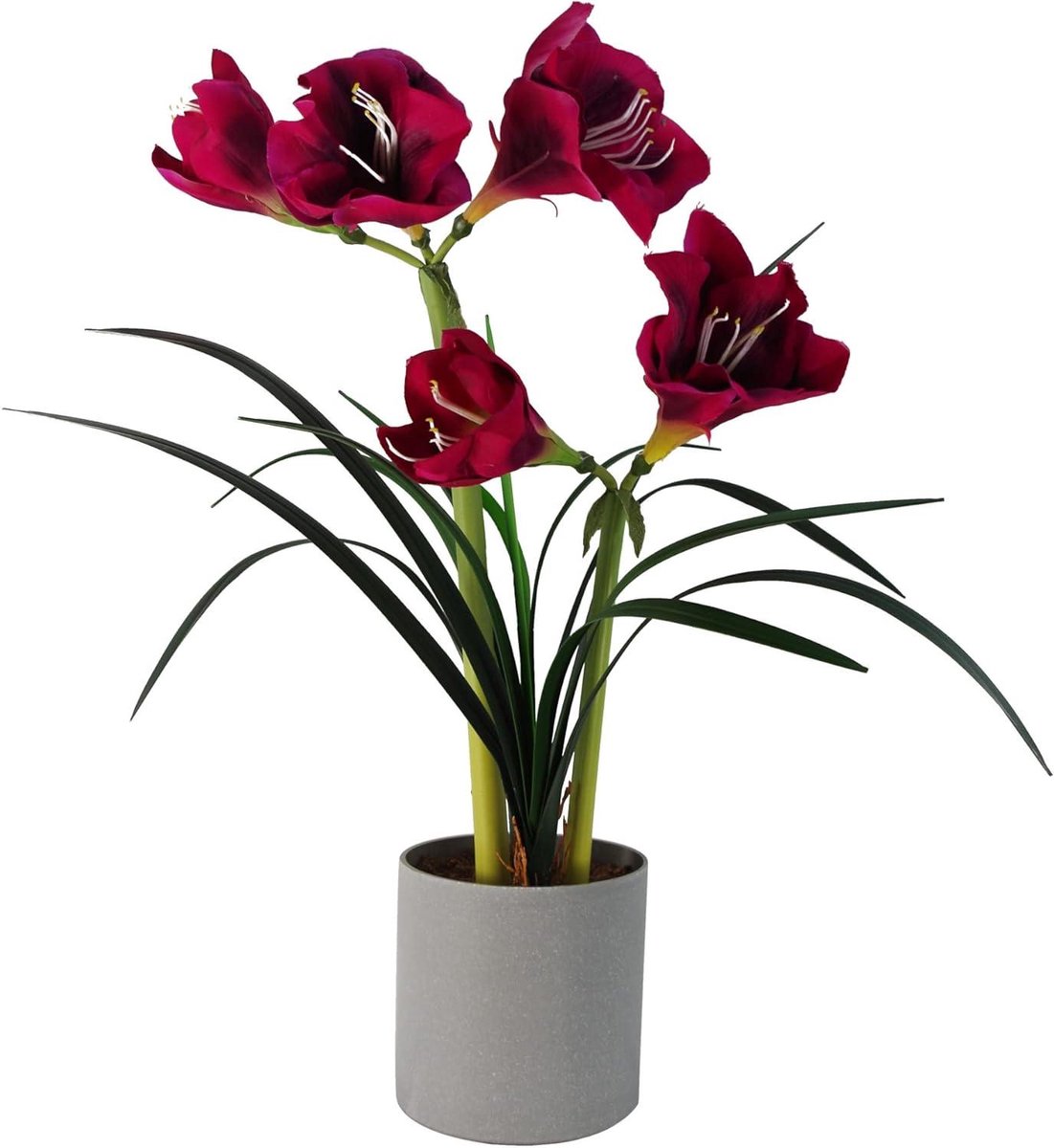 Kunstplant Amaryllis - Nep bloemen - Binnen decoratie - Realistisch ontwerp - 60cm hoog - 