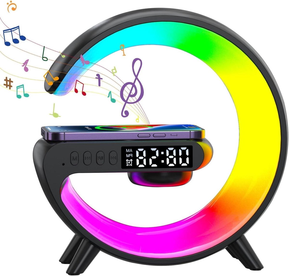 Draadloze Oplaadlamp - Nachtlamp Speaker - Sfeervol Verlichten - Muziek Gesynchroniseerd - 10W Snelladen - Multicolor