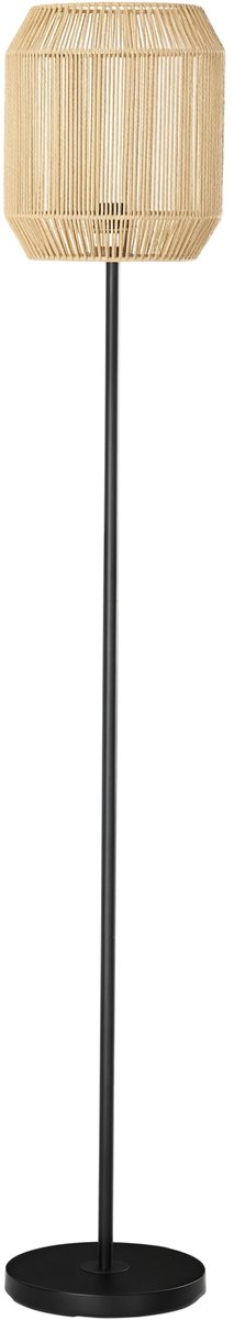 HOMCOM Vloerlamp - Papieren Slinger - 26x26x164cm - Natuurlijk Hout