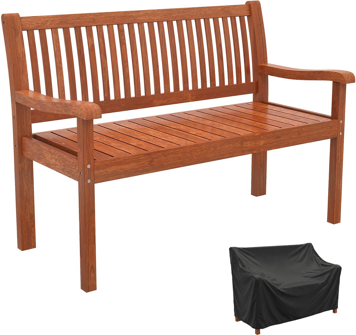 Outsunny tuinbank - Populierenhout - 125 x 62 x 90 cm - Licht hout