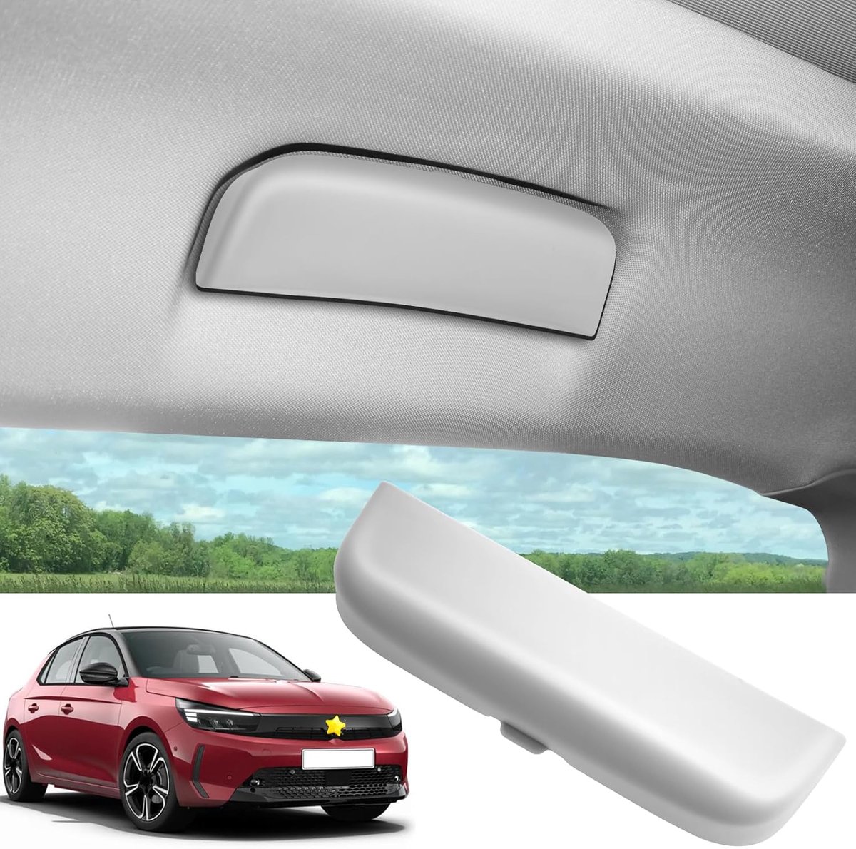Brillenkoker voor de auto, compatibel met Opel Corsa F/Astra L/Grandland X, zonnebrilhouder, bril, opbergdoos, ABS-materiaal, wit