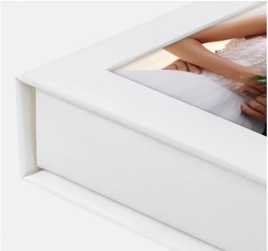 kunstleren USB-box, elegante doos voor digitale foto's en USB-stick, personaliseerbaar met foto 10 x 10 cm, cadeau-idee voor bruiloft, doop, communie, jubileum — afbeelding 2
