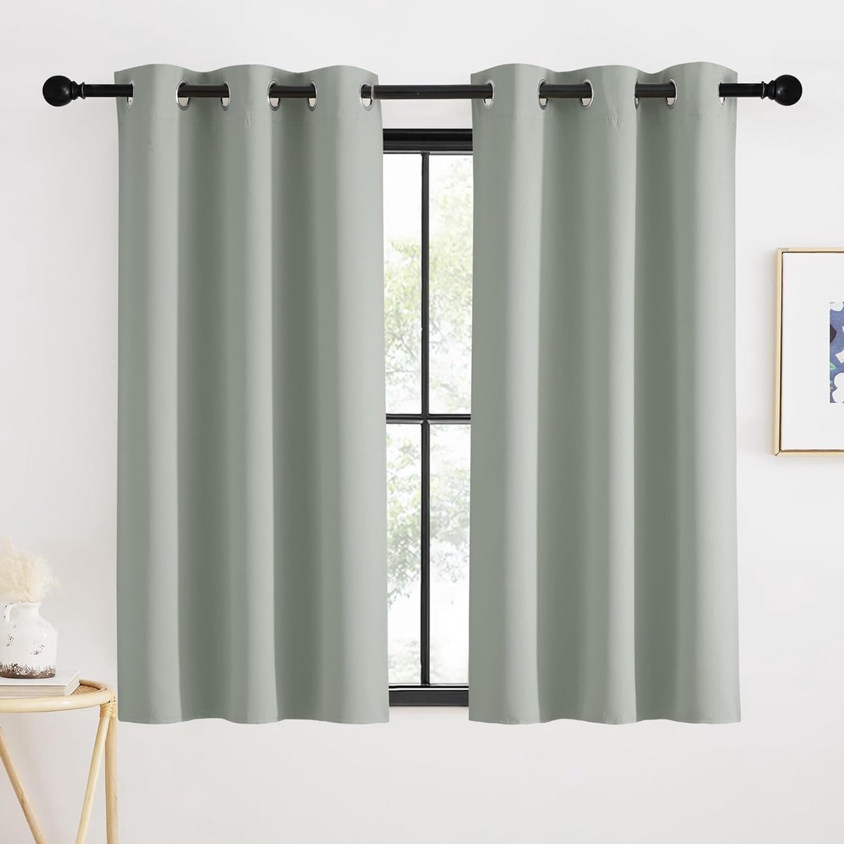 Verduisteringsgordijnen, Isoleren Licht, Geschikt voor Woonkamer Slaapkamer Studeerkamer, Gordijnen Kant en Klaar,90B x 90H cm (2 Panelen),Salingroen