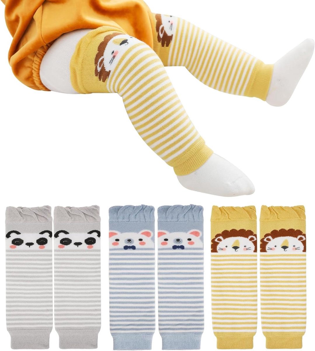 Baby beenwarmers - Kniebeschermers peuter - Warm houden - Schattig dierenpatroon - 30 cm lengte - Multicolor