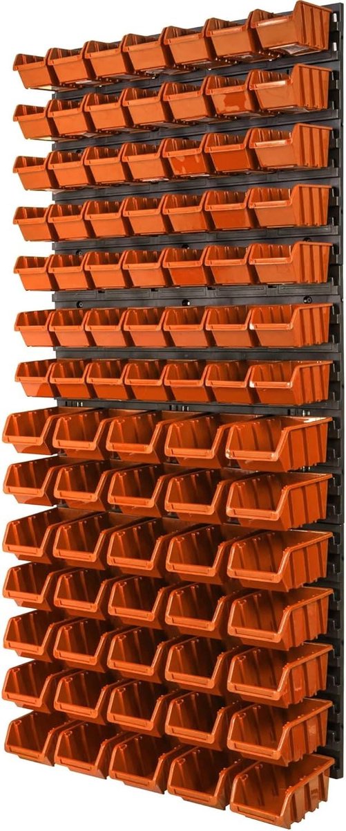 Opbergsysteem met 81 Stapelboxen - Wandrek 58 x 117 cm - Ideaal voor Werkplaats en Garage