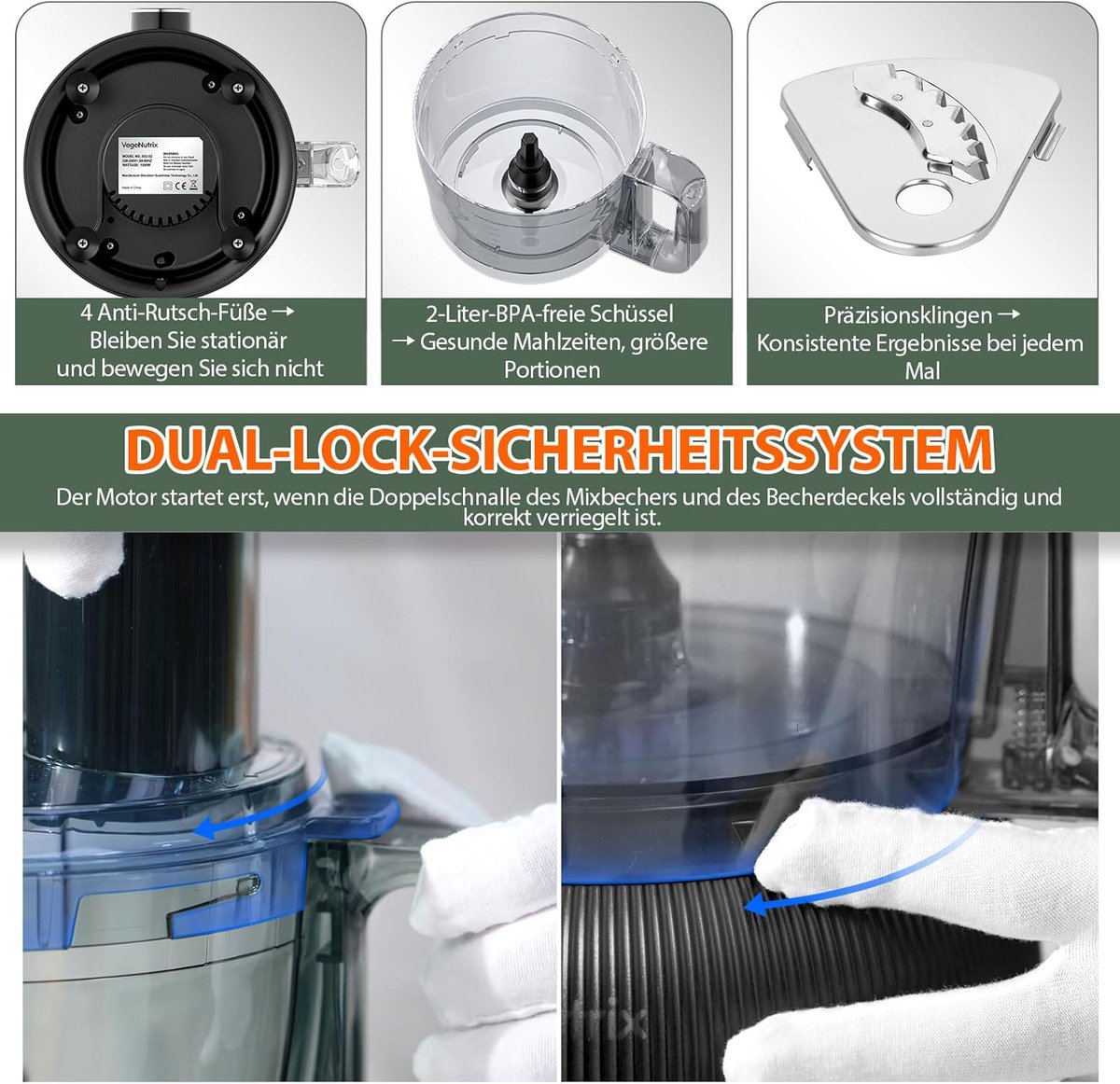 Keukenmachine Blender - Keukenrobot Mixer - Eten Bereiden - Krachtige 1500W Motor - 2.5L Hakmolen - Zwart – foto 7