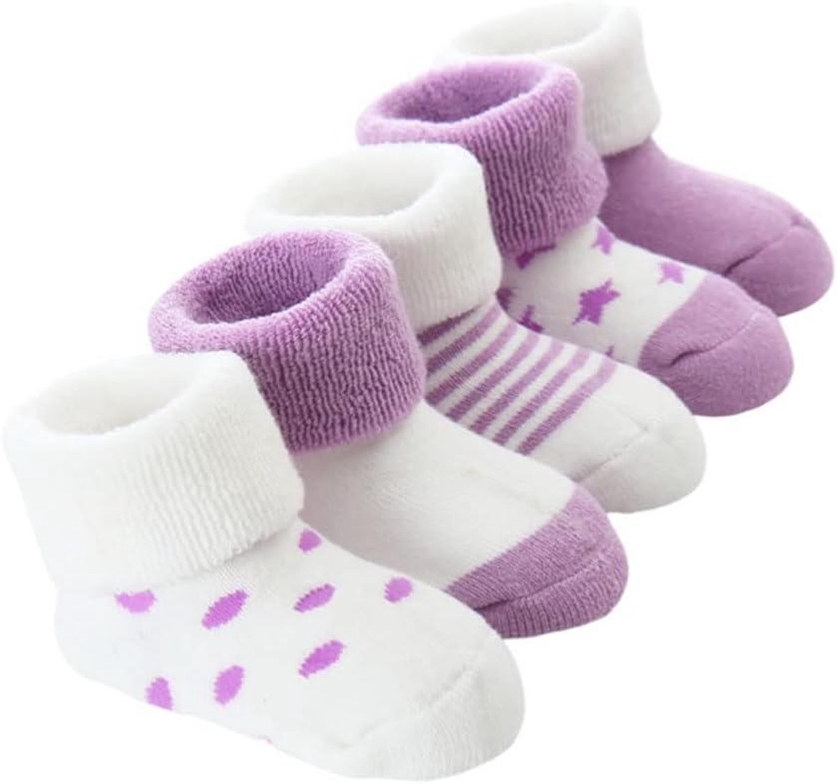 Babysokken Winter - Warme Sokjes - Koude Dagen - Extra Dik - 5 Paar - Mix Kleuren