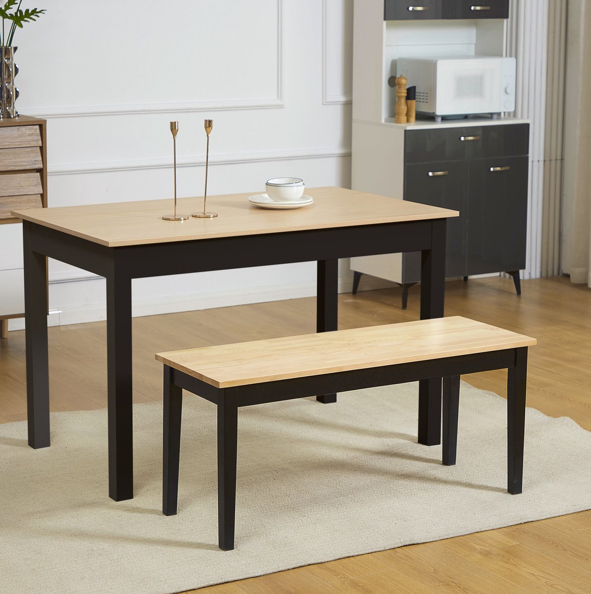 MEUNIQ eetbank 2-zits 102 x 36 x 45 cm van grenenhout met anti-slip voetpads, belastbaar tot 220 kg, bankje voor keuken, eetkamer of entree, naturel