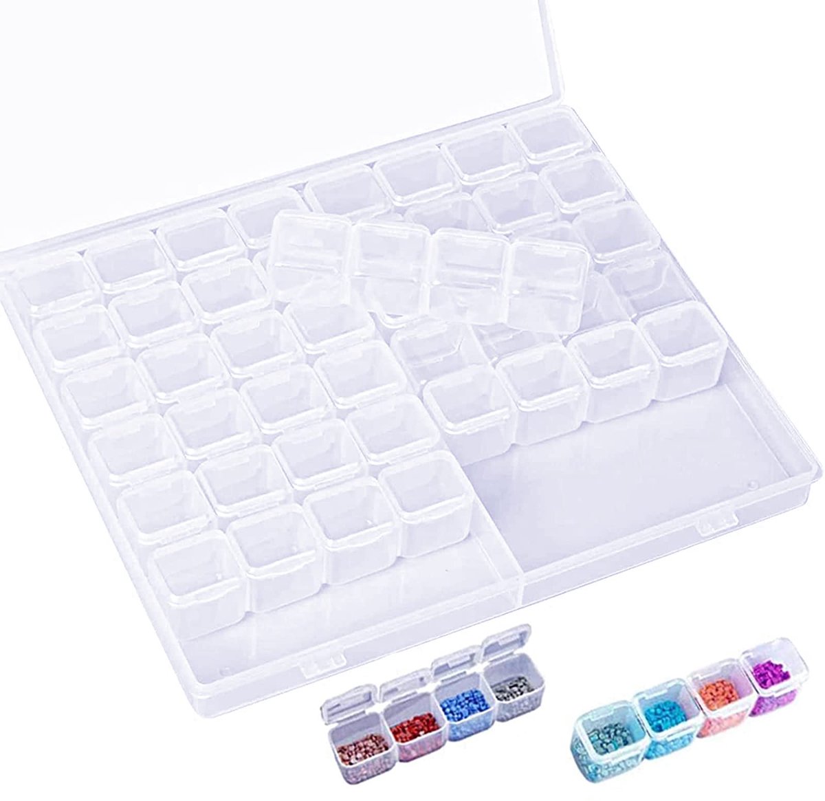 Opbergdoos met 56 roosters, opbergdoos voor parels, opbergdoos voor diamantschilderen, opbergdoos voor kunststof, opbergdoos voor sieraden voor handwerk, strass