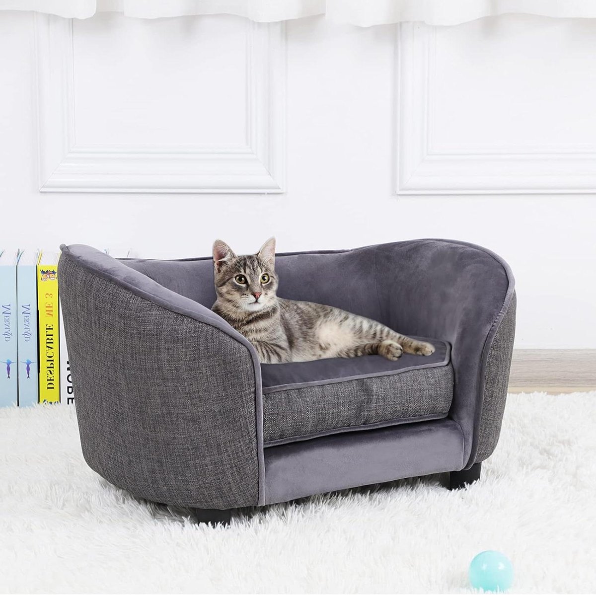 Huisdier Sofa - Hondenbank Kattenbank - Ontspannen Rusten - Zachte Fluweel Stof - 66 x 40 x 35 cm - Grijs