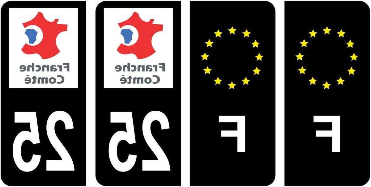 Nummerplaatstickers Departement 25 - Regio stickers Frankrijk - Kentekenplaten Personaliseren - UV-beschermende Laminering - 10 x 45 cm - Blauw