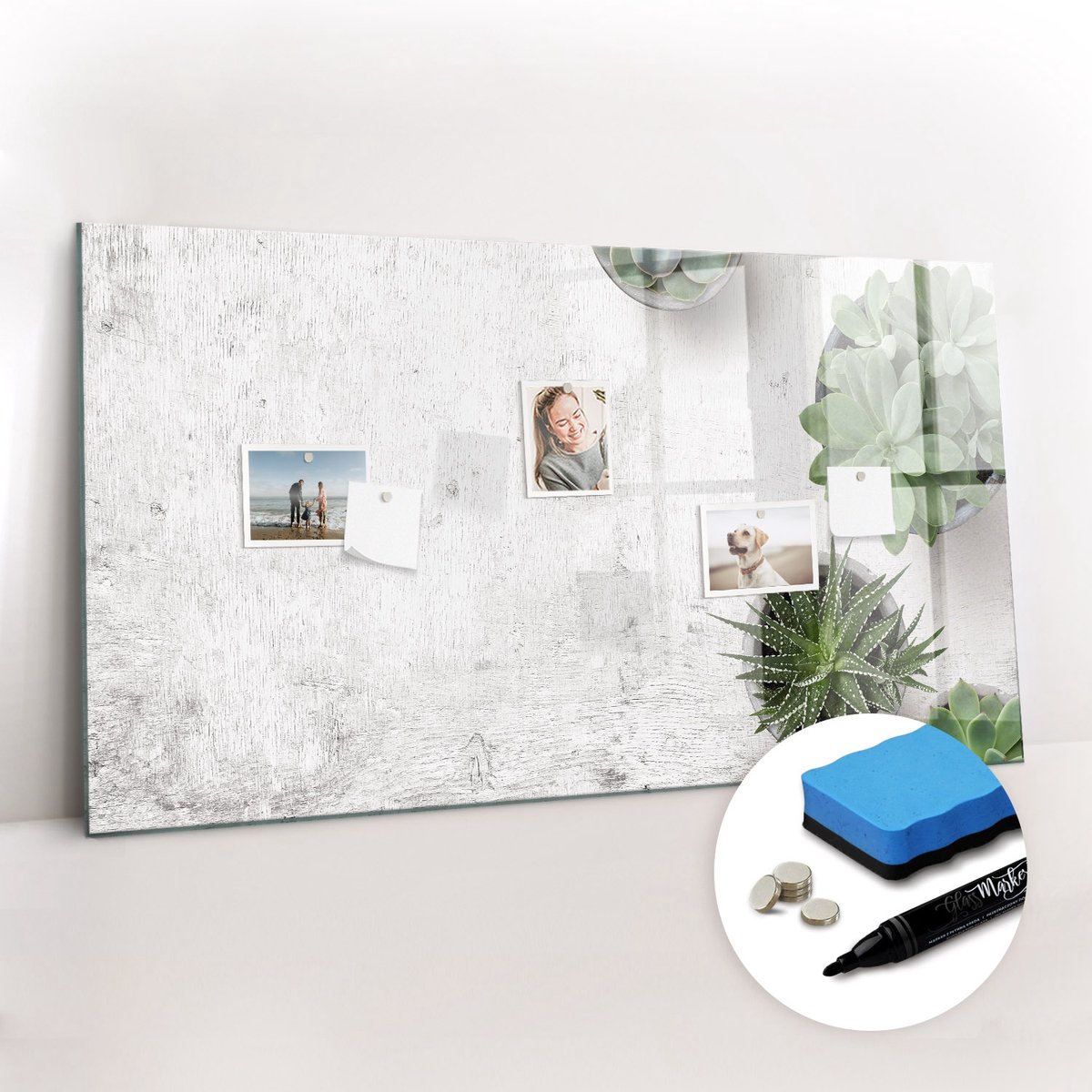 Tulup Whitebord - Sierplanten - 120 x 60 cm - Veelkleurig Magnet Board - Gratis 5 Sterke Magneten + Whiteboard Marker & Wisser - Wanddecoratie Kantoor - Magnetisch Bord - Inspiratiebord Kantoor