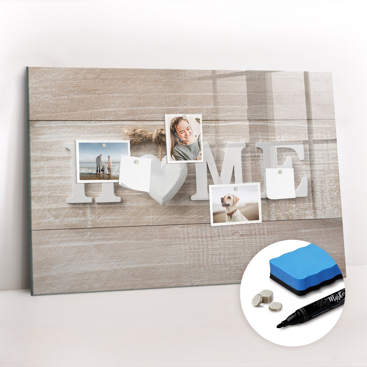 Tulup Whitebord - Houten huisnaambord - 90 x 60 cm - Veelkleurig Memo Bord - Gratis 5 Sterke Magneten + Whiteboard Marker & Wisser - Scandinavisch Design Bord - Magneetbord Foto - Organiseer Je Bureau