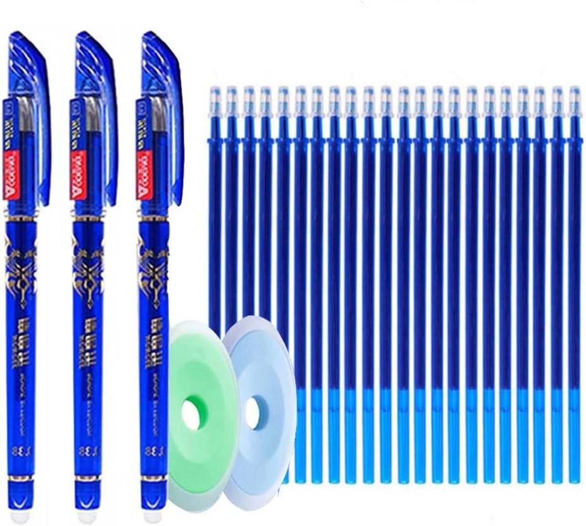 Uitwisbare Gelpennen - Rollerball Pennen - Fouten Corrigeren - Thermo-sensitieve Inkt - 3 stuks - Blauw
