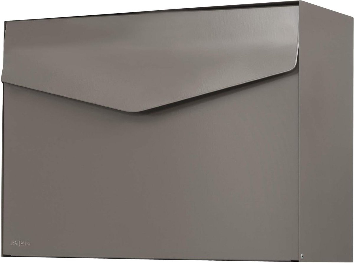 Brievenbus met Naamplaatje - Brievenbus Envelop Design - Post Ontvangen - Verzinkt Staal - 15 liter - Beige Grijs