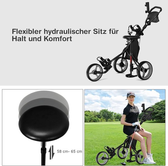 Golftrolley - Golfkar - Golfen - Inklapbaar ontwerp - 130 cm lang - Grijs — afbeelding 5