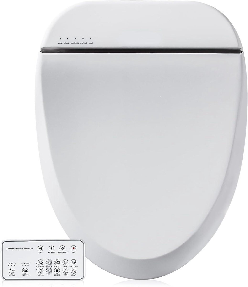 Bidet toiletbril - Slimme WC bril - Persoonlijke hygiëne - Verwarmd en droog - Langwerpig model - Wit