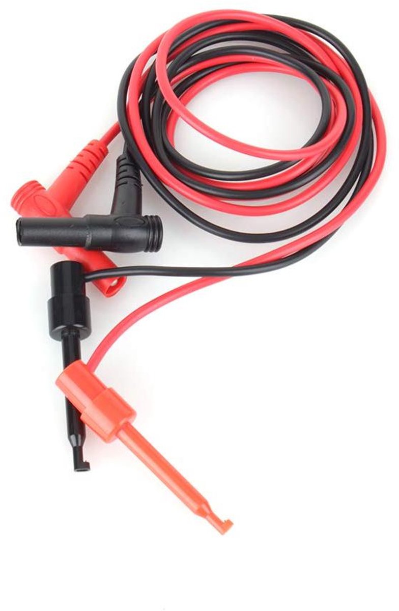 Multimeter Meetsnoer Set - Testkabels Banana Plug - Elektronisch Werk - Verwisselbare Testhaken - 1 Meter - Zwart Rood