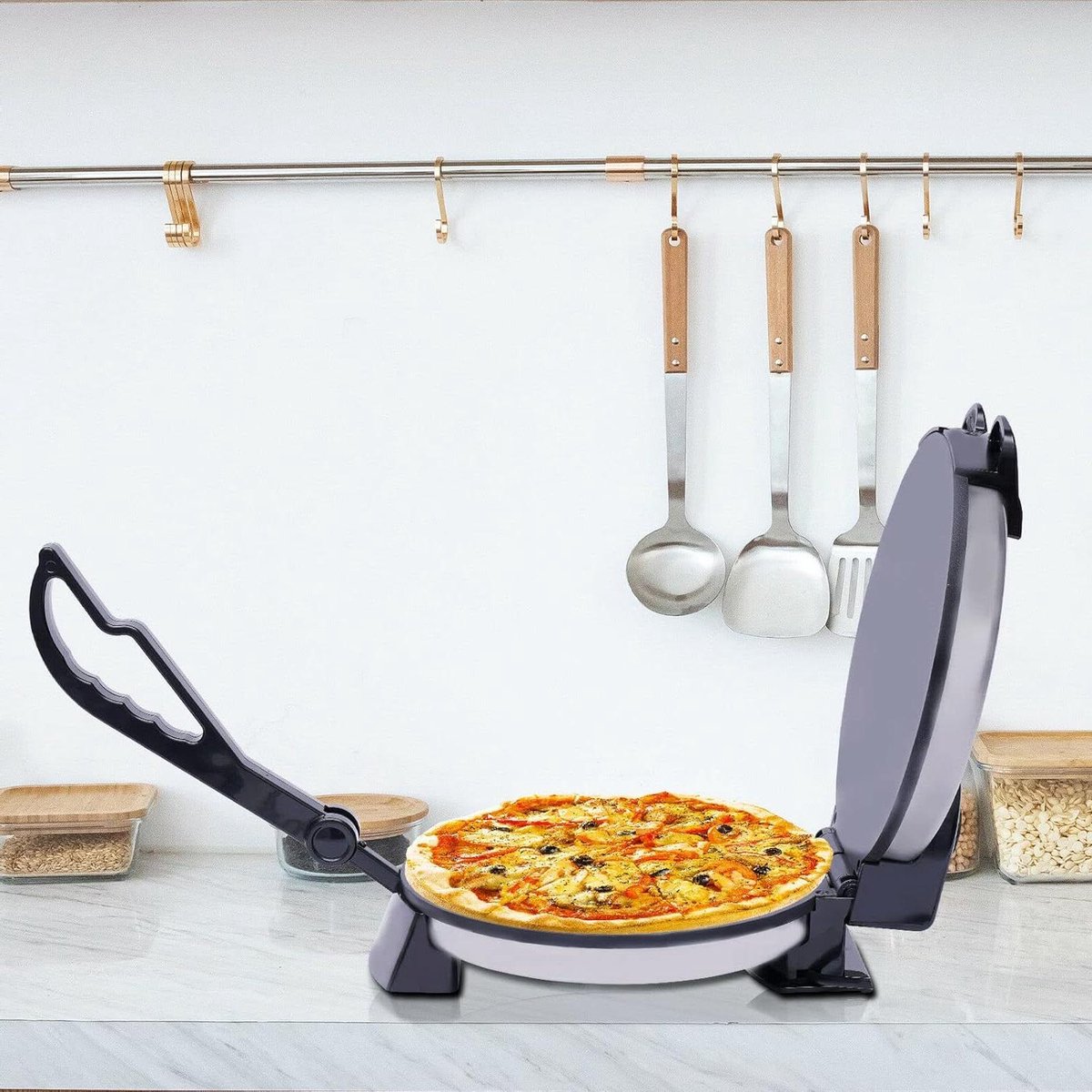 Tortilla Maker - Taco Pers - Zelf Tortillas Maken - Dubbelzijdig Verwarmen - 320 x 250 x 70 mm - Zilver