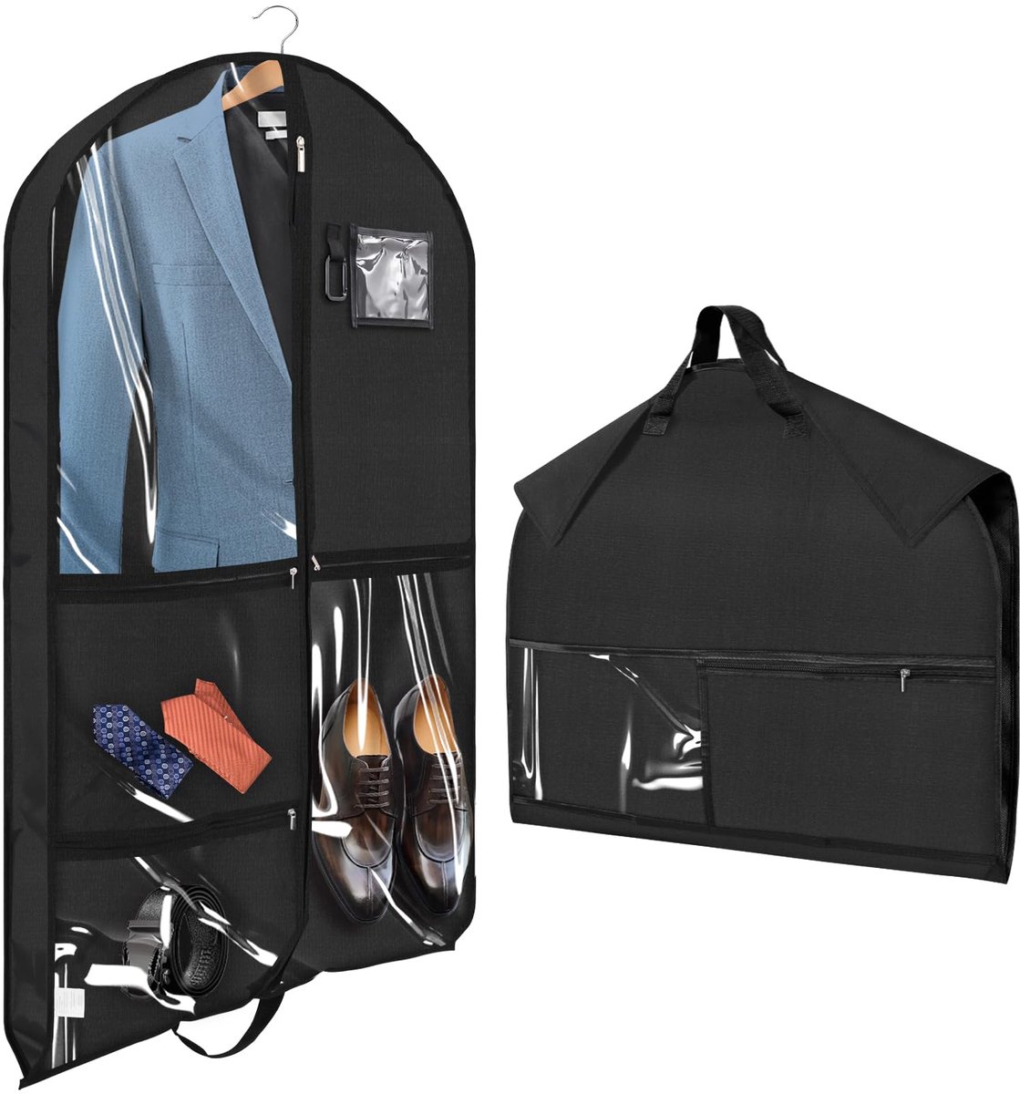 Pak Draagtas voor Mannen Reispak Tassen Hangend, Opvouwbare Mottenbestendige Pakken Opbergdekking met Handvatten, Kledingstuk Duffle Tas met Gaaszakken, 100x60x8CM 1STUKS