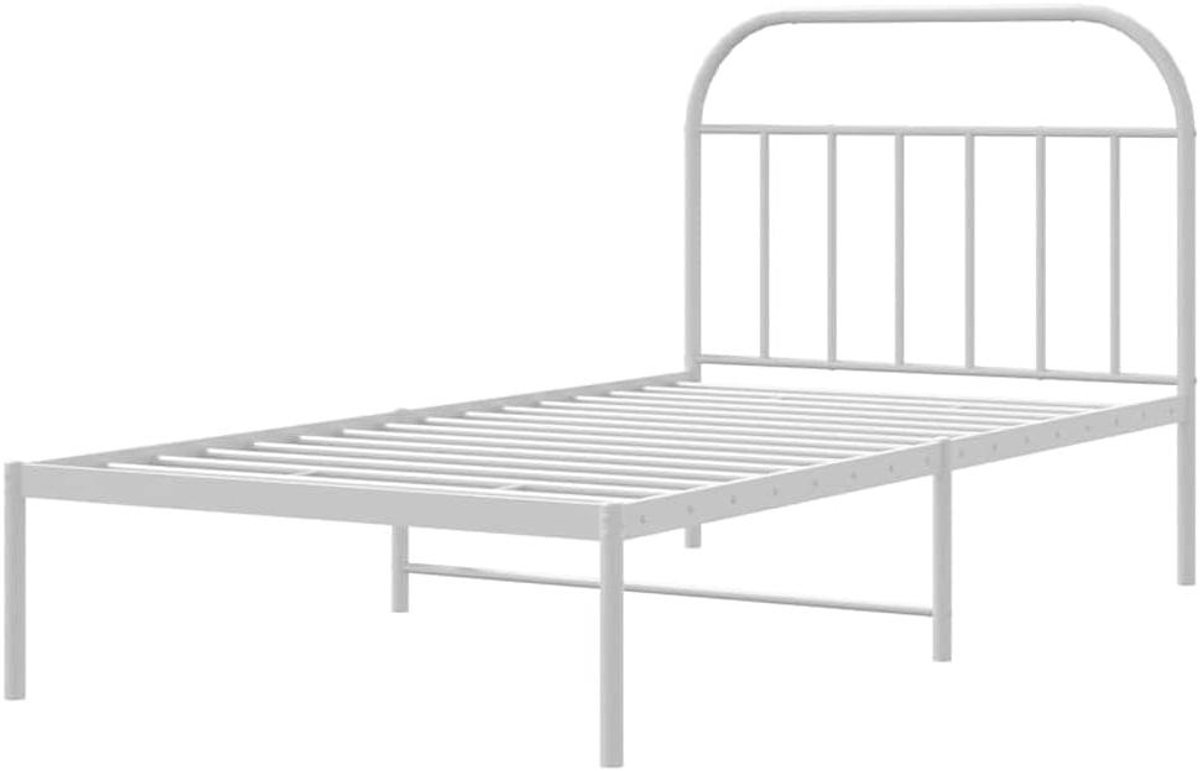 Metalen Bedframe - Ledikant Metaal - Slaapkamer Inrichten - Robuuste Constructie - 200x100 cm - Wit