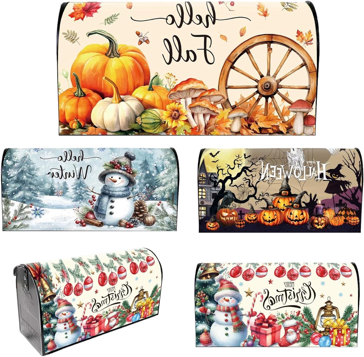 Brievenbushoezen Set - Postvak Covers - Brievenbus Decoreren - Magnetisch en Weerbestendig - 50 x 45 cm - Multicolor