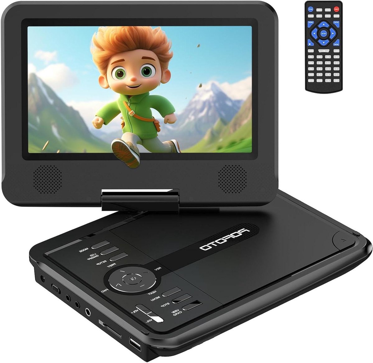 Draagbare DVD Speler - Auto DVD Speler - Kinderen Vermaken - 7.5 inch Roterend Scherm - 9.5 inch - Zwart